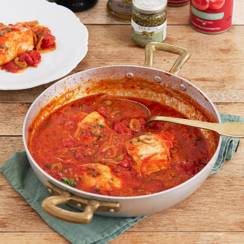 Baccalà con olive e capperi