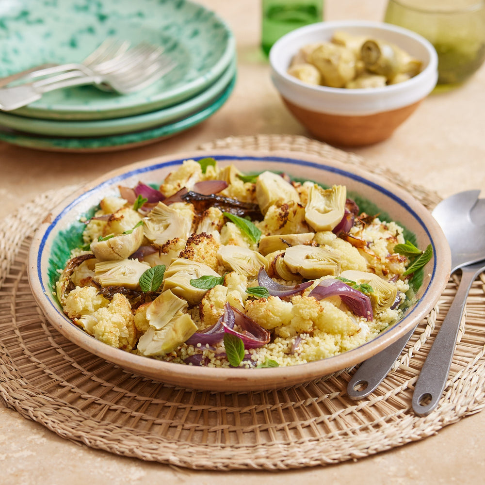 Cous cous con cavolfiore al forno, carciofini delicati e glassa classica con Aceto Balsamico di Modena IGP