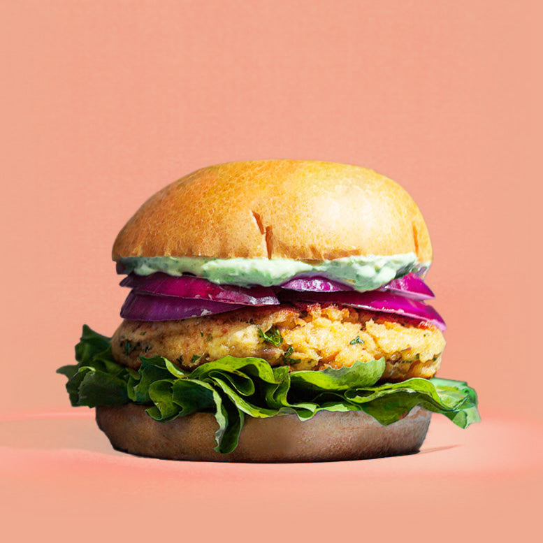 Hamburger di salmone con salsa chimichurri
